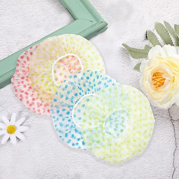 18Pcs Plastic Shower Caps for Women Reusable Waterproof Bath Caps Bathing Hair - Image 4