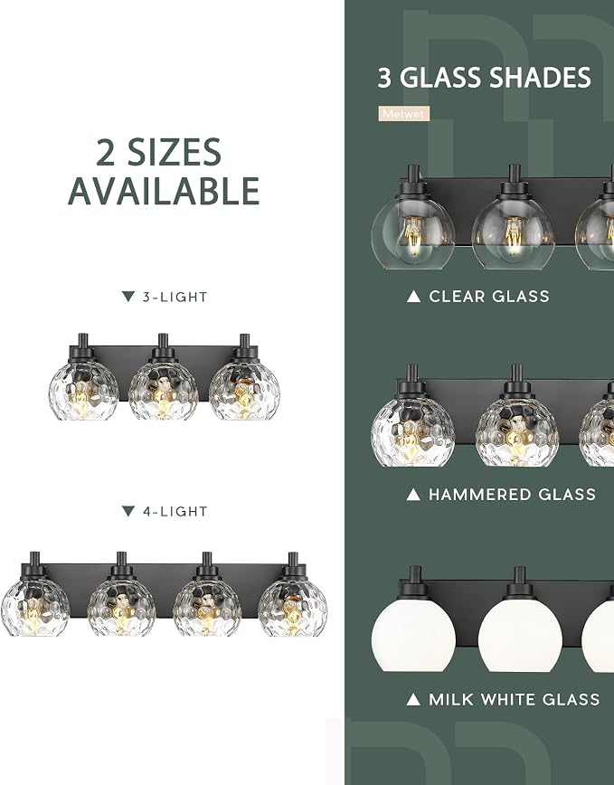 Bathroom Light Fixtures Over Mirror, 4-Light Modern Sconces Wall Lighting - Image 8