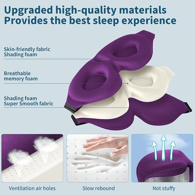 ZGGCD Sleep Mask for Side Sleeper, Light Blocking Sleeping Eye Mask for Women - Image 5