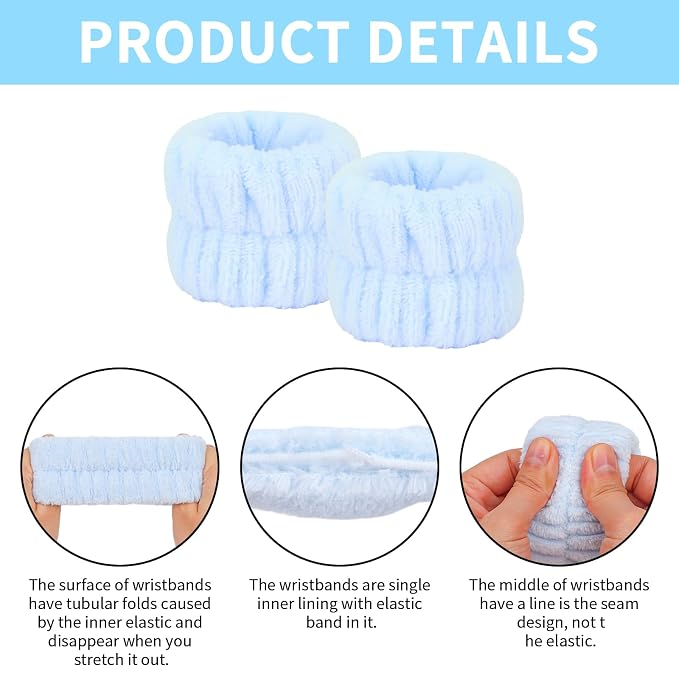 6Pcs Spa Set, Terry Cloth Headbands & Wrist Washbands - Image 7