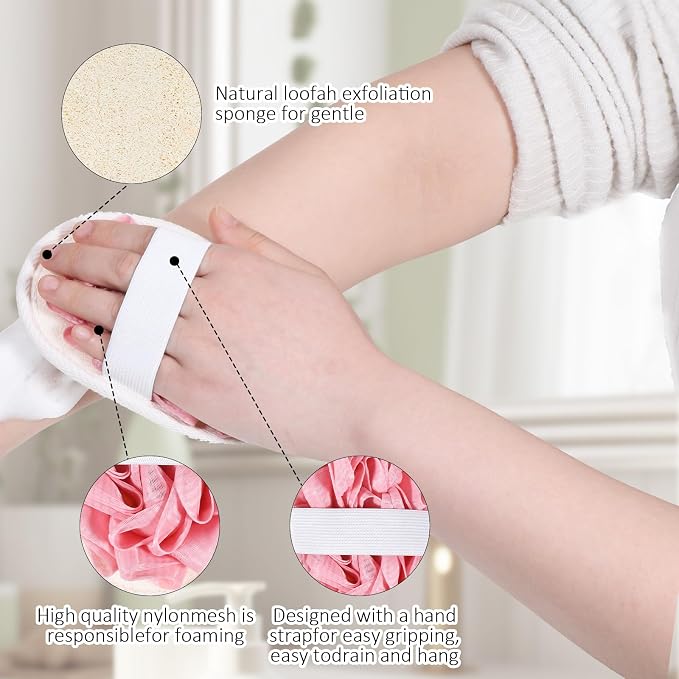 Jeffdad 2Pcs Natural Loofah Sponge, Premium Exfoliating Body Scrubber - Image 3