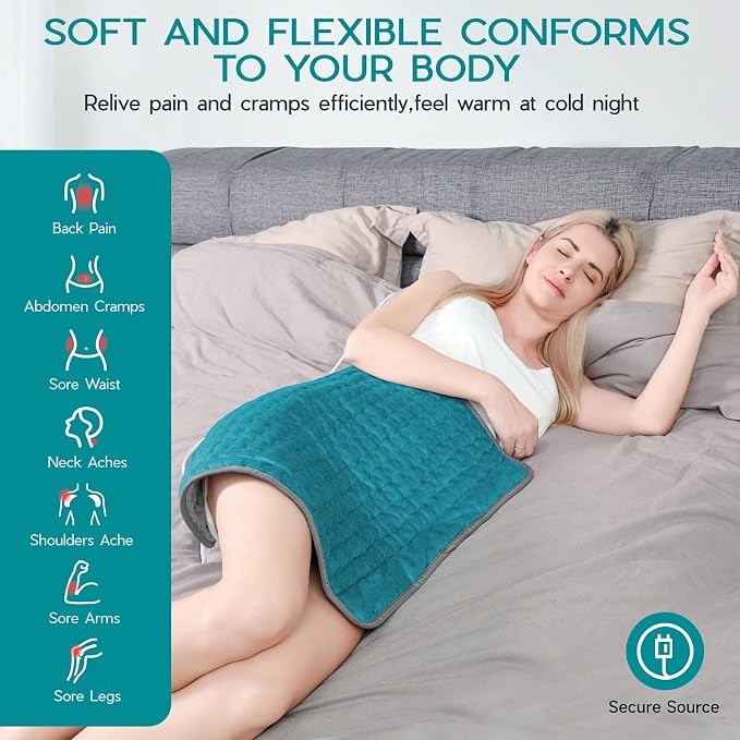 Heating Pad for Back Pain & Cramps Relief, Electric Heating Pad for - Image 3