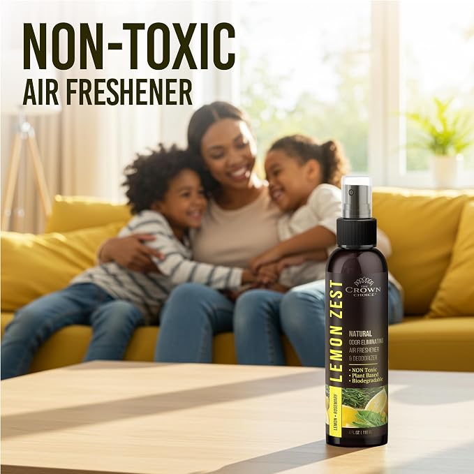 Non-Toxic Odor Eliminator, Natural Citrus Lemon Zest Air Freshener Spray - Image 4