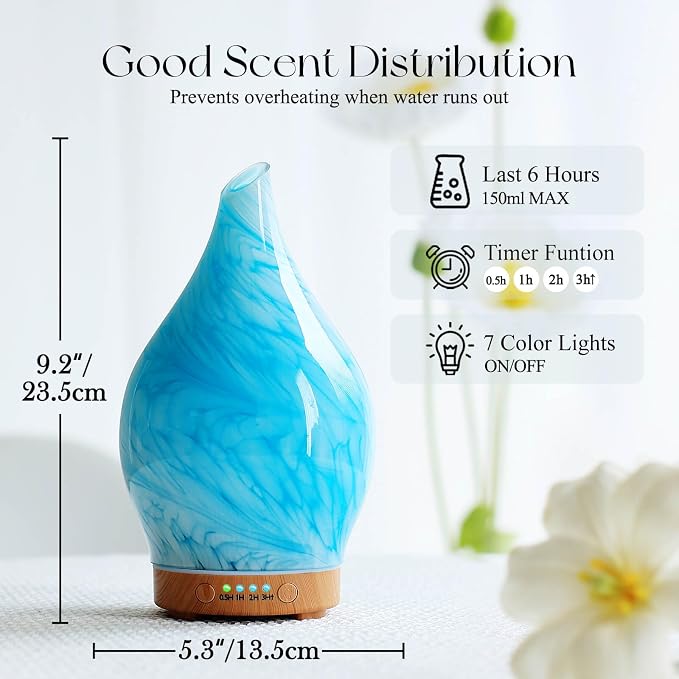 Porseme 150ml Essential Oil Diffuser Glass Color Changing Aroma Air Diffusers - Image 3