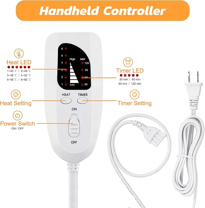 33"x17" Electric Heating pad for Back Neck Shoulder Knee Arms Legs- Electric - Image 5