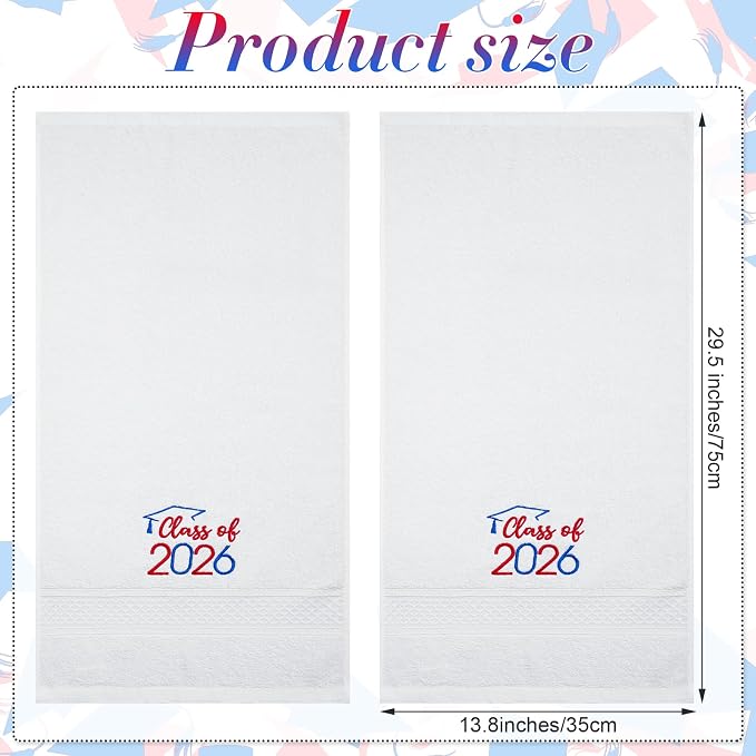 MASHAN Class of 2026 Graduation Hand Towels 3 Pack, 100% Cotton Soft Absorbent - Image 2