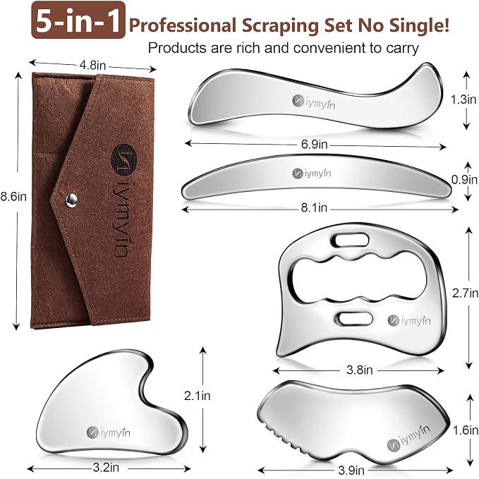 5-in-1 Stainless Steel Muscle & Fascia Scraper Tool Set, - Image 6