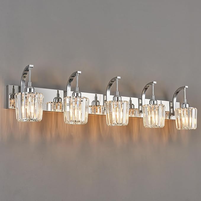 Modern Bathroom Vanity Light, 5-Light Chrome Wall Sconce - Image 8