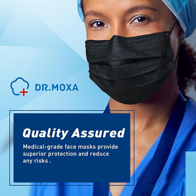 500Pcs Black Medical Disposable Face Mask 3-Ply Protection - Image 6