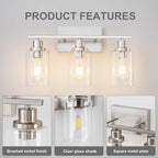 3 Light Bathroom Light Fixtures Brushed Nickel Vanity Light Over Mirror Modern - Image 7