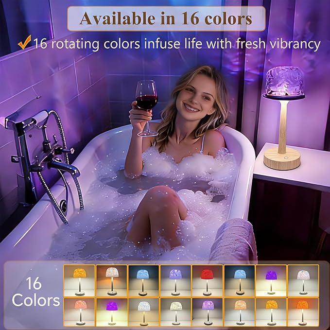 Waterproof Bathroom Lamp with 16 Color Ocean Wave Projector, Rechargeable - Image 4