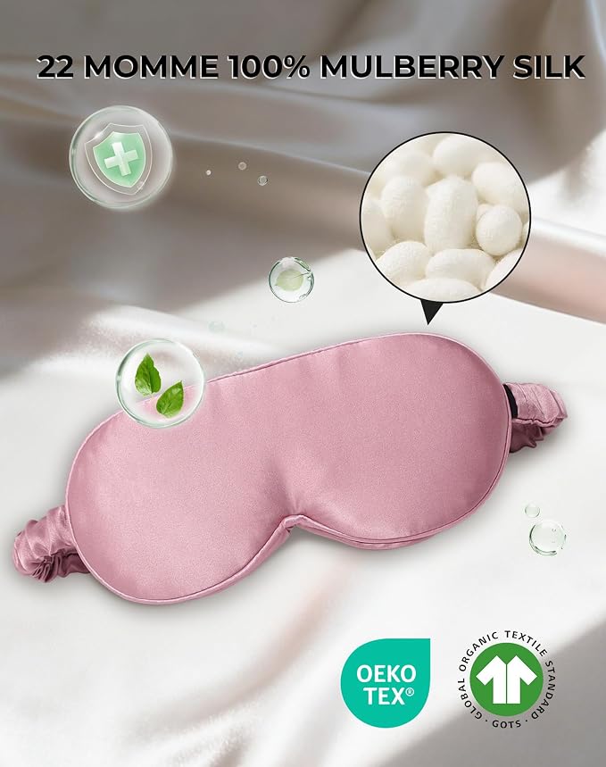 SilkSilky 100% 22 Momme Mulberry Silk Sleep Mask – Upgraded 3D Contoured Eye - Image 2