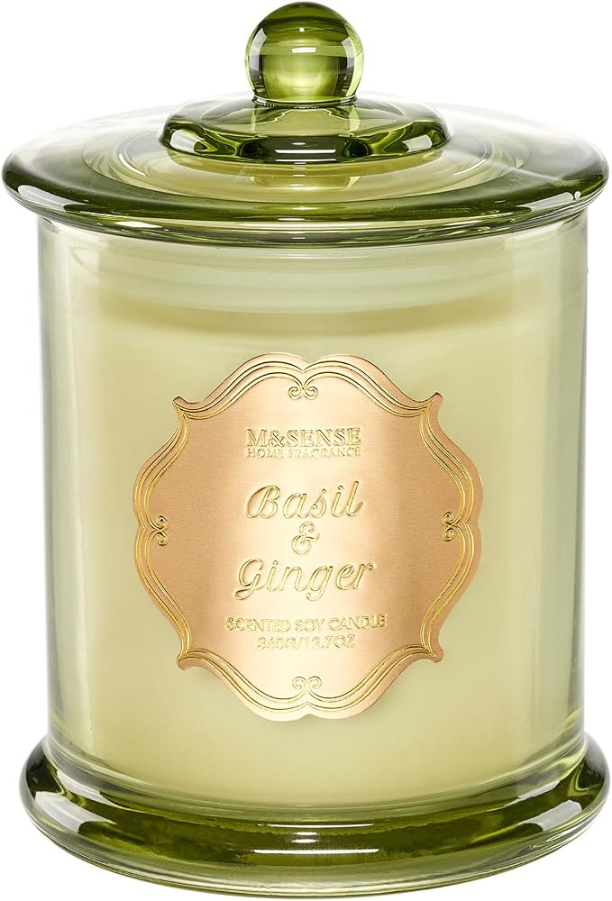 M&SENSE Basil Ginger Scented Candles, Plant-Based Soy Candles Non Toxic by MSENSE