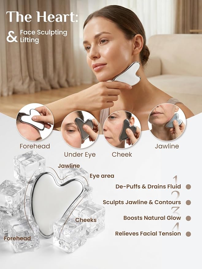 Rena Chris Gua Sha & Muscle Scraper Tool, Stainless Steel Body & Face Gua Sha - Image 5