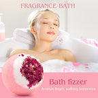 Dried Flower Bath Bombs Salt Balls, Rose Extract Essential Oils, Moisturizing - Image 9