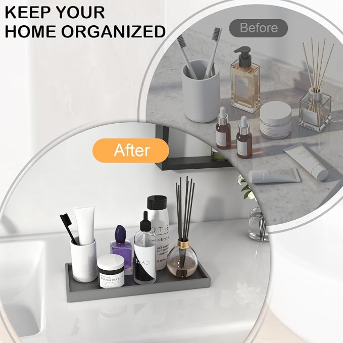 Bathroom Vanity Tray, Silicone 11.8 x 5 Inch Bathroom Counter Tray Decor - Image 4