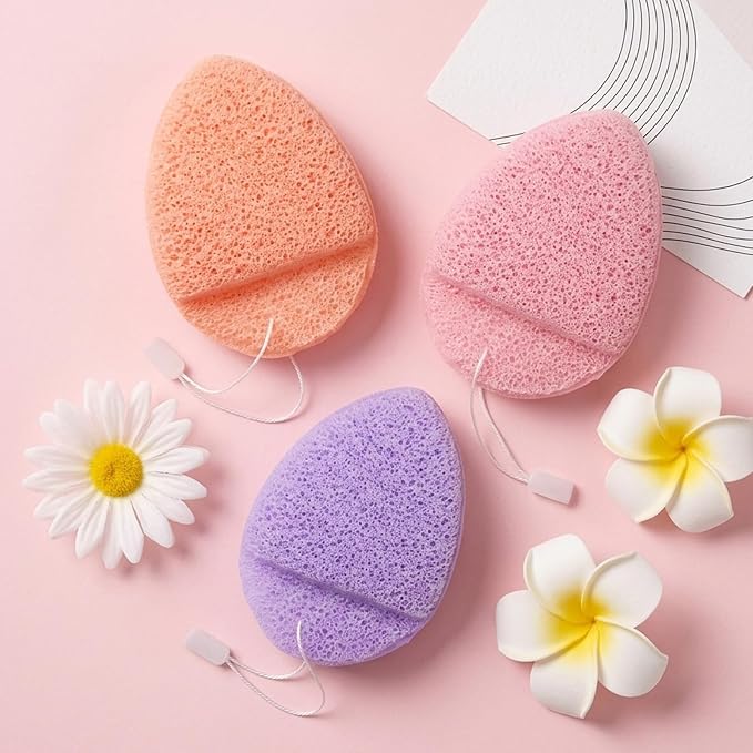 9PCS Drop Shape Exfoliating Face Scrubber Sponge Daily Cleansing Facial Sponges - Image 7