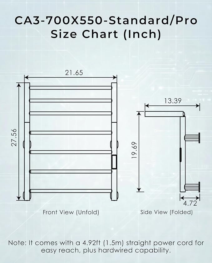 Foldable Heated Towel Rack, Dual-Zone Electric Towel Warmer Rack - Image 7