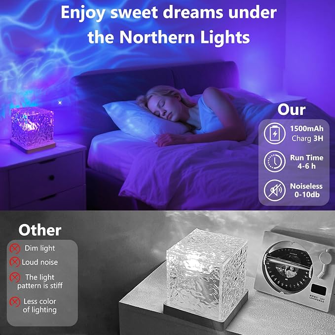 Ocean Wave Lights Projector Rechargeable, Touch Cube Color Changing Light - Image 7