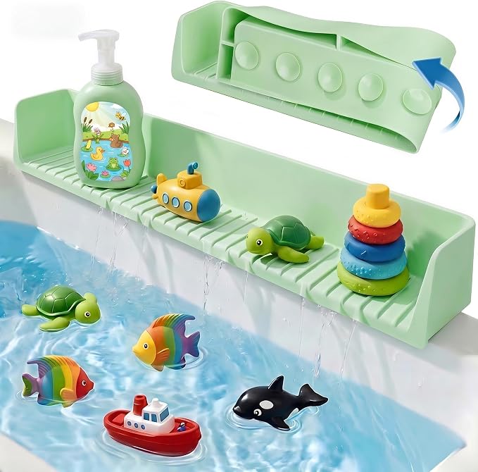 Bathtub Splash Guard for Tub Kids, Silicone Bath Toy Holder & Tub Side Tray by Unknown