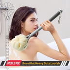 Shower Body Brush, Soft Bristles and Beautiful Pumpkin Loofah 14” Long Handle - Image 2