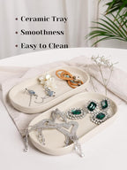 INGOFIN 7" Ceramic Bathroom Vanity Tray Set- 2 Pcs Bathroom Organizer - Image 4