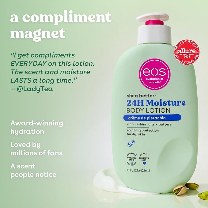 eos Shea Better Body Lotion- Crème de Pistachio, 24-Hour Moisture Skin Care - Image 4