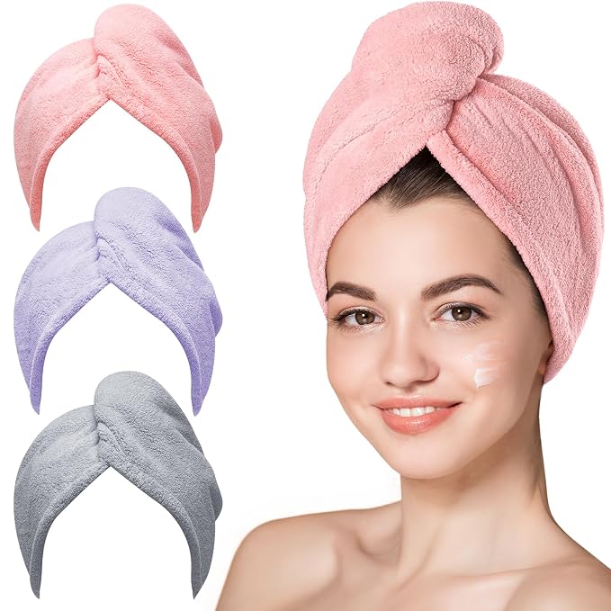 Hicober Microfiber Hair Towel, 3 Packs Hair Turbans by Hicober