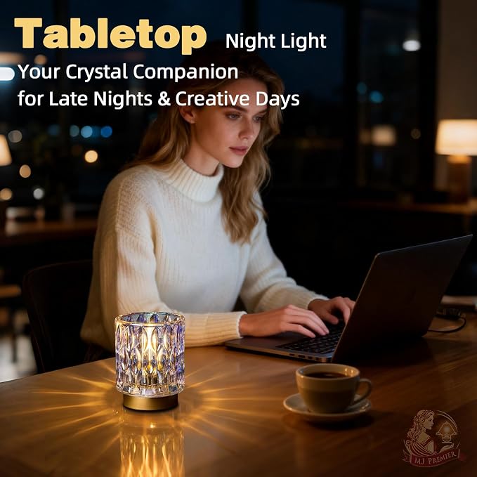 Battery Operated Table Lamps Timer, Mini Crystal Lamp - Image 3