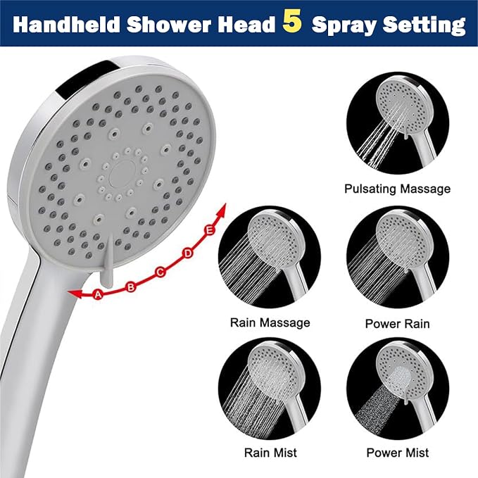 NearMoon Filtered Shower Head, High Pressure 8″Square, 5 settings Handheld Rain - Image 5