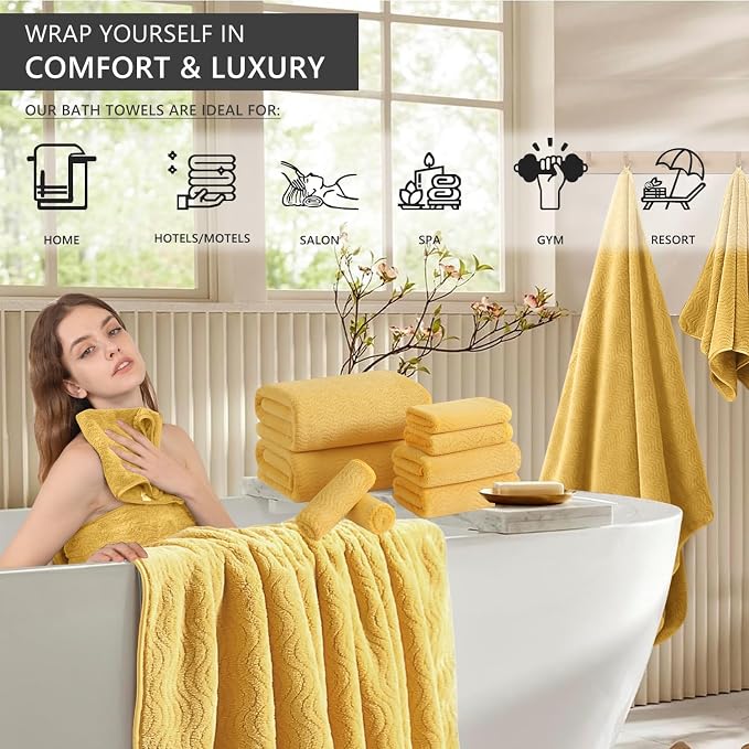 4 Piece Extra Large Bath Towel 35"x70" Oversized Bath Sheet Bath Towel Set - Image 6