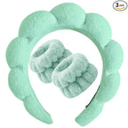 Beleki Spa Headband for Washing Face Wristband Set Makeup Skincare Face Washing by Beleki