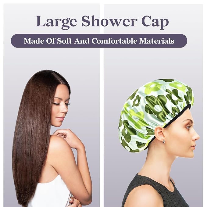 Satin Shower Cap, Three-Layer Terry Cloth Lined, - Image 7
