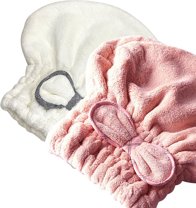 Jseng 2PC Microfiber Hair Drying Caps Large, Extreme Soft & Ultra Absorbent by Jseng