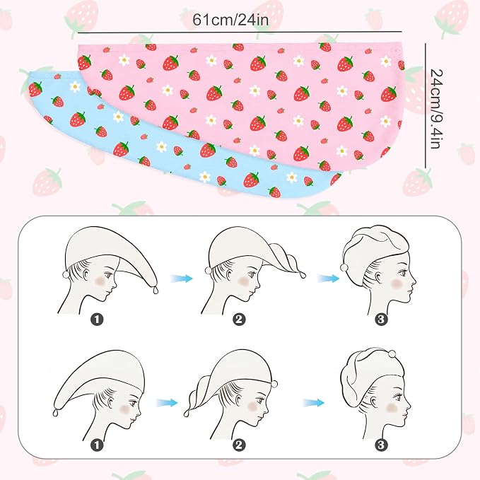 Microfiber Hair Towel Wrap for Kids 2 Pack Quick Drying Hair Towels - Image 7