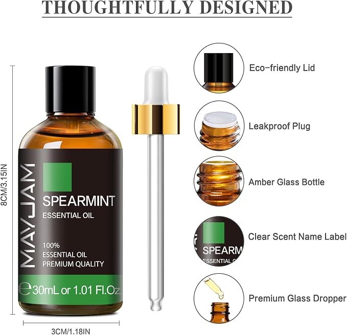 Spearmint Essential Oil 30ML/ 1.01FL.OZ, MAYJAM Pure Spearmint Oil - Image 6
