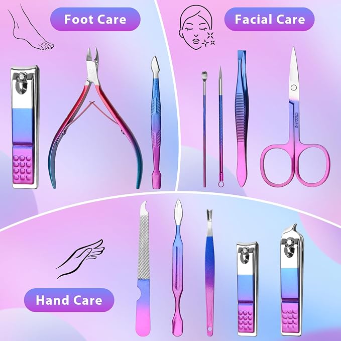 CGBE 12Pcs Manicure Set Nail Clippers Pedicure Kit Men Women Grooming kit - Image 2