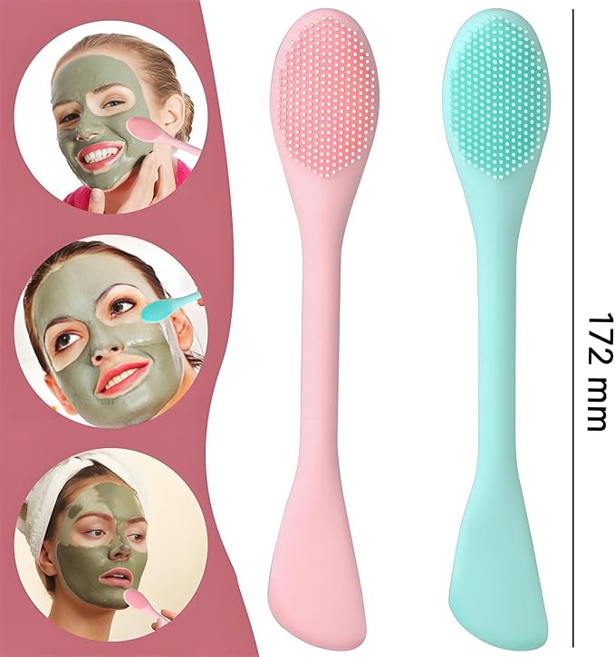 2 PCS Facial Cleansing Brush, 2 in 1 Silicone Face Mask Brush - Image 6