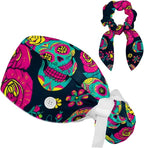 Scrub Cap with Hair Scrunchy, Ponytail Holder Surgical Cap by FVQL