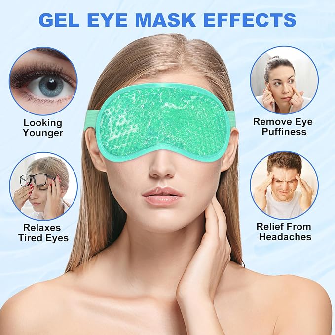 candyfouse 2Pack Cold Cooling Eye Mask, Reusable Hot Colder Therapy Gel Bead - Image 6