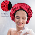 Three-Layer Terry Cloth Lined Satin Shower Cap, - Image 6