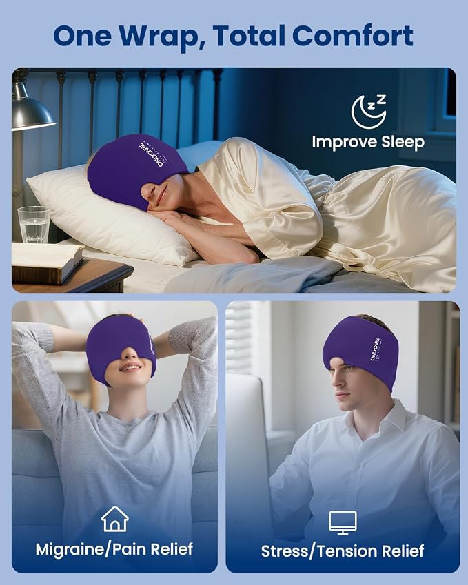 ONLYCARE Migraine Relief Cap, Soothing Headache Hat, Upgraded Odorless Gel Ice - Image 8