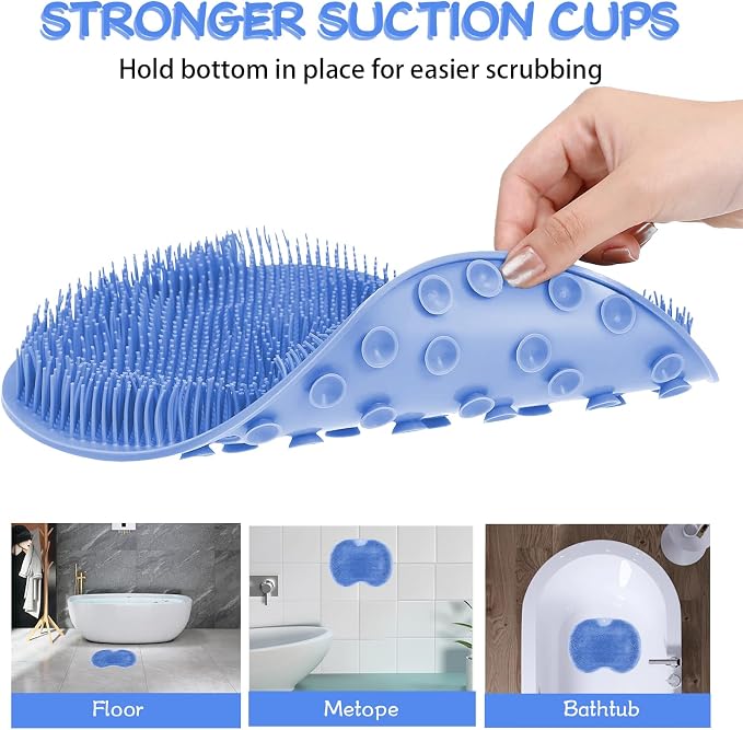 Shower Foot Scrubber, Wall Mounted Bath Massage Pad, Back Scrubber Back - Image 3