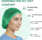 Disposable Bouffant Caps 21 Inch Non Woven Hair Net Elastic Head Cover - Image 4