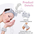 Zkptops 6Pcs Spa Headband for Washing Face Wristbands Set Women Bubble Makeup - Image 3