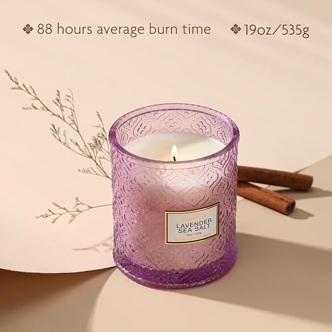 Lavender Scented Candle, 19oz Large Soy Wax Aromatherapy Candle, Lavender Sea - Image 4