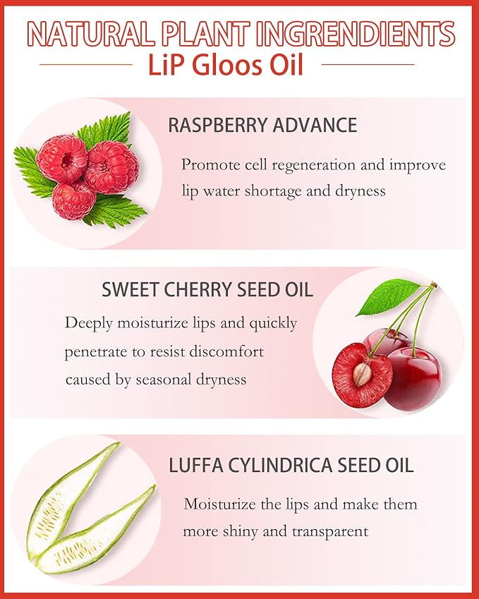 Plumping Lip Glow Oil, Hydrating Tinted Lip Oil Gloss, Glow Reviver Lip Oil - Image 2