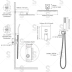 SR SUN RISE Matte Black Square Rainfall Shower Head and Handle Set, Wall - Image 6