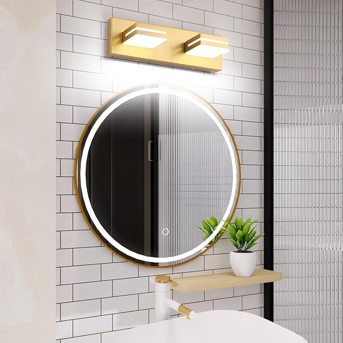 SineRise LED Modern Bathroom Vanity Light Fixtures, Matte Gold Modern Acrylic - Image 7