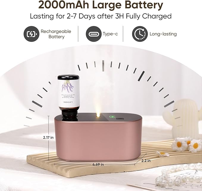Lecdura Waterless Diffuser for Essential Oil, Battery Operated Scent Air - Image 4